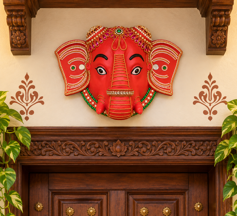 Royal Traditional Terracotta Hanging Elephant Idol – Handcrafted Ethnic Wall Decor for Home & Pooja Room[10INCH=H*L=10*12]