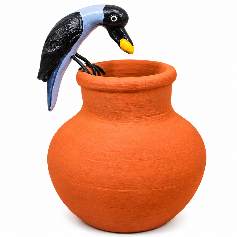 Terracotta Crow Pot – Traditional Handcrafted Bird Decorative Pot - 4ninch