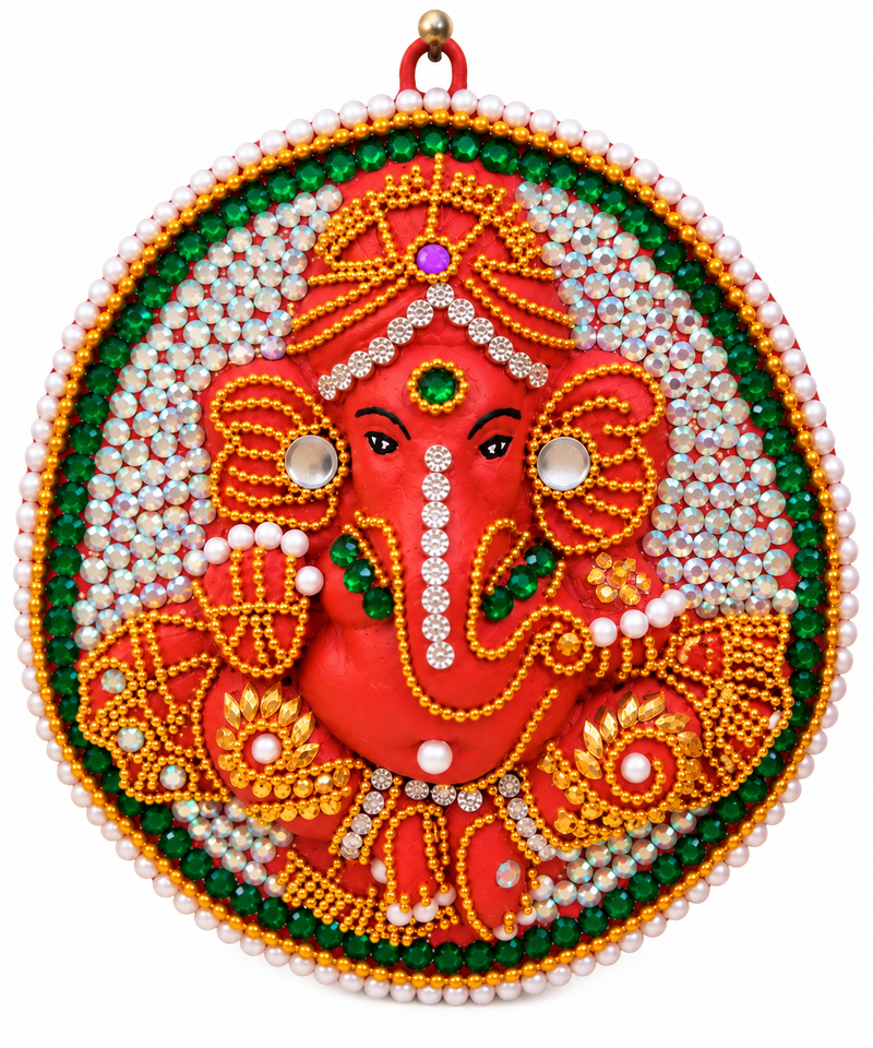 Royal Traditional Terracotta Stone Work Lord Ganesha Wall Hanging – Handcrafted Pooja & Home Décor[5inch=H*L=5*5]