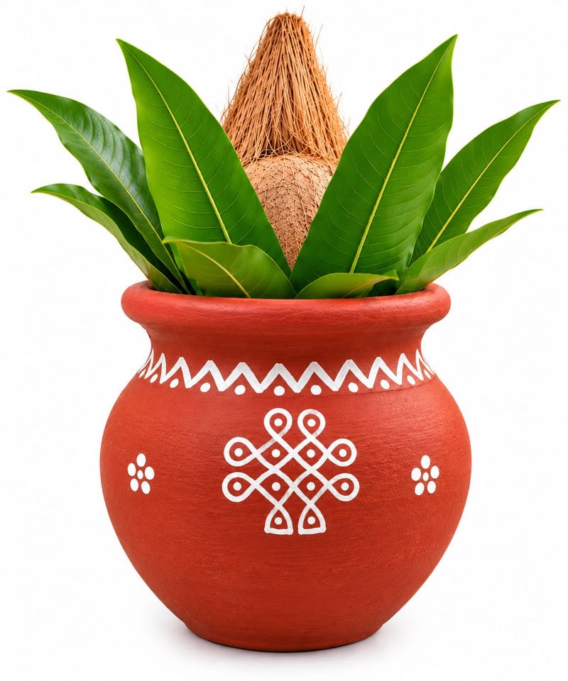 Royal Divine Terracotta Kollam design Kalasam Pot | Traditional Handmade Pooja Kalash | Decorative Art Work for Home & Temple[4inch=H*L=4*3.5] - ART WORK[4INCH=H*L=4*3.5]