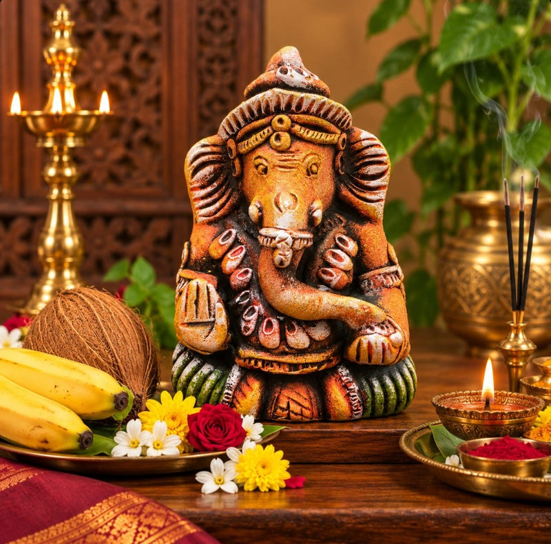 Handmade Multicolor Vinayagar Statue | Royal Ganesha Idol | Traditional Home Decor - 3 INCHES