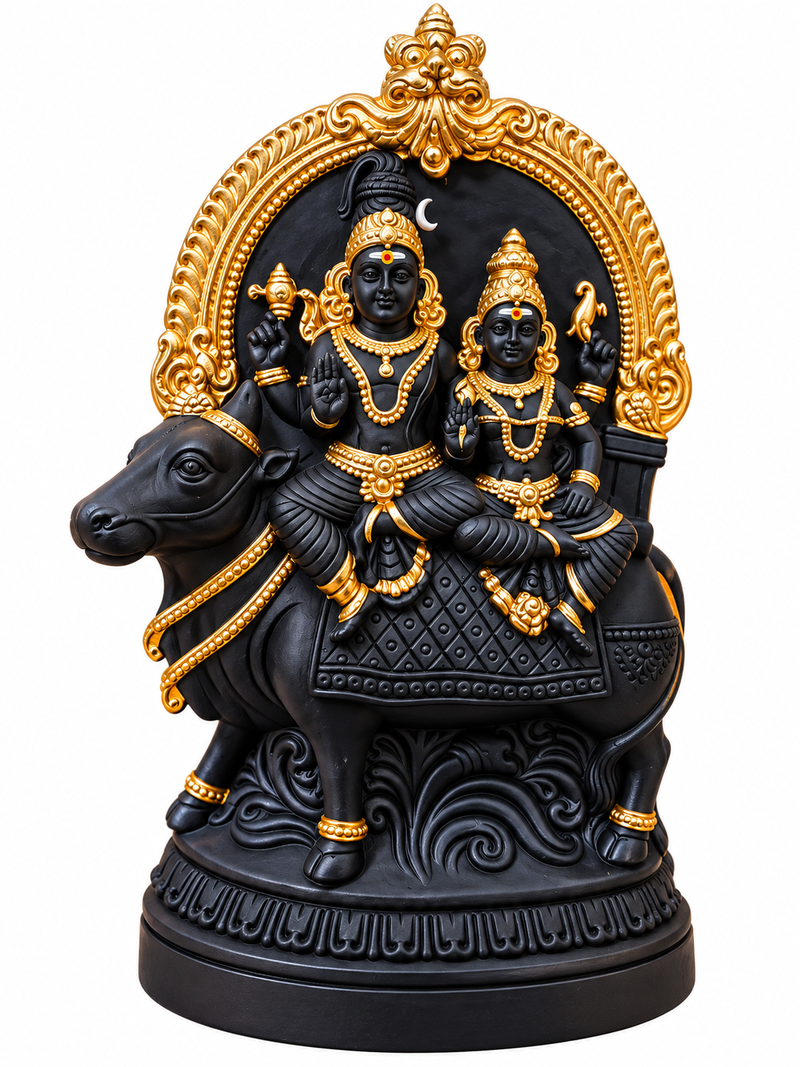 Terracotta Rishabavahanam Golu Doll – 11 Inch | Lord Shiva & Parvathi on Nandi