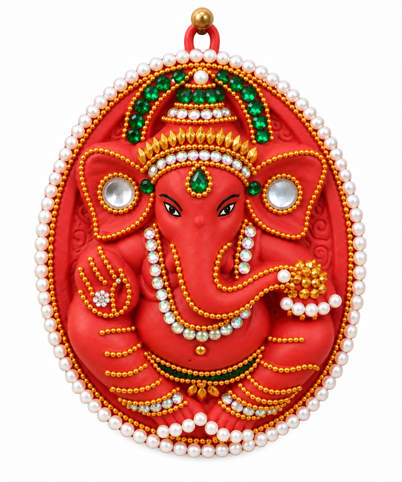 Royal Traditional Terracotta Stone Work Lord Ganesha Wall Hanging – Handcrafted Pooja & Home Décor[5inch=H*L=5*4]
