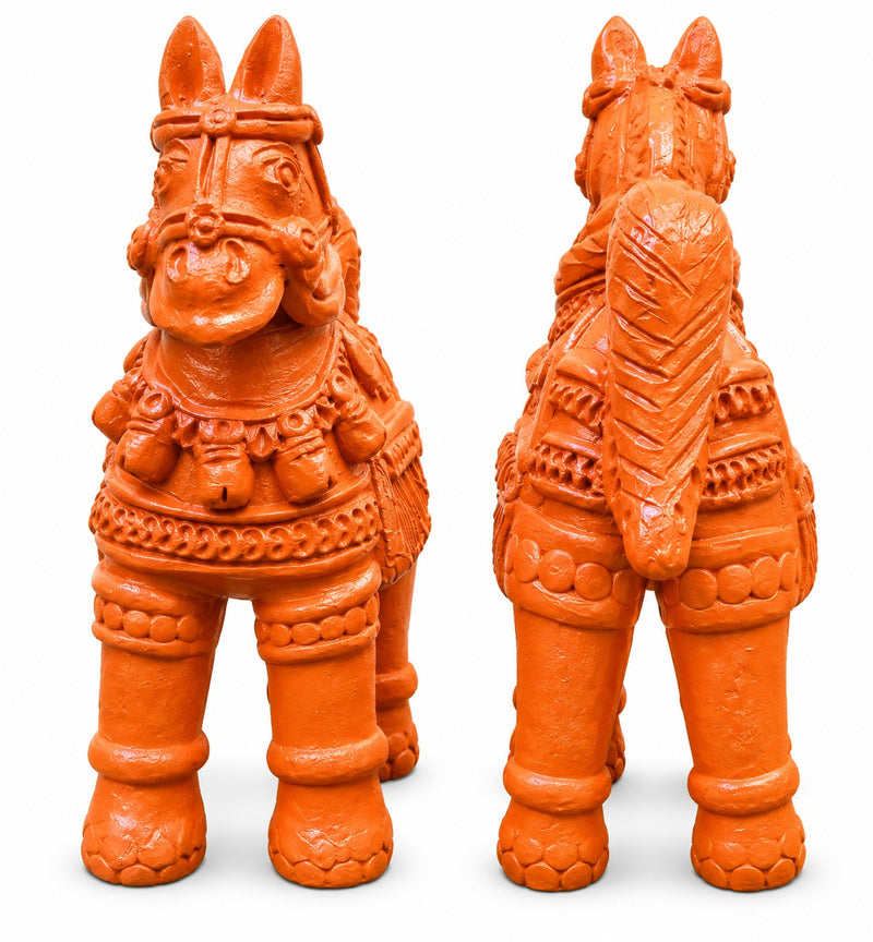 Royal Handmade Terracotta Horse Pair Showpiece | Traditional Indian Horse Statue | Premium Ethnic Home Décor - 6 inches