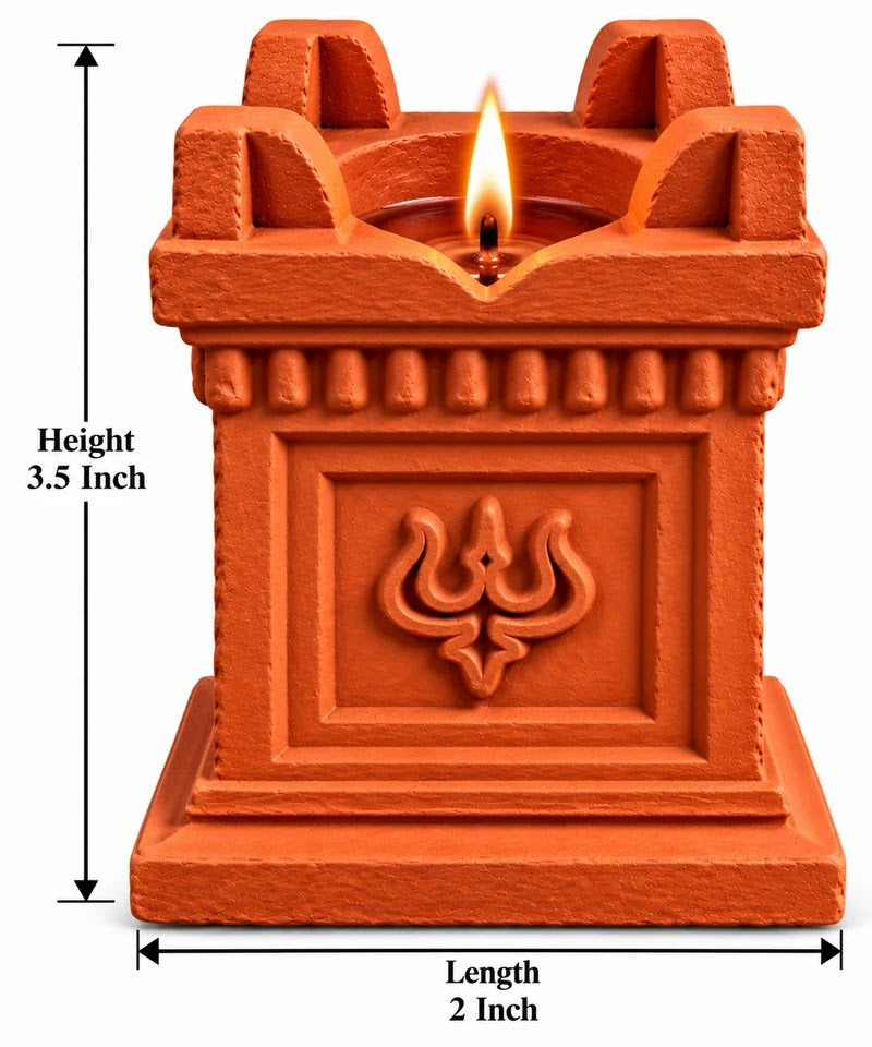Royal Traditional Terracotta Thulasi Maada Vilakku | Handmade Temple Style Pooja Oil Lamp for Home Décor