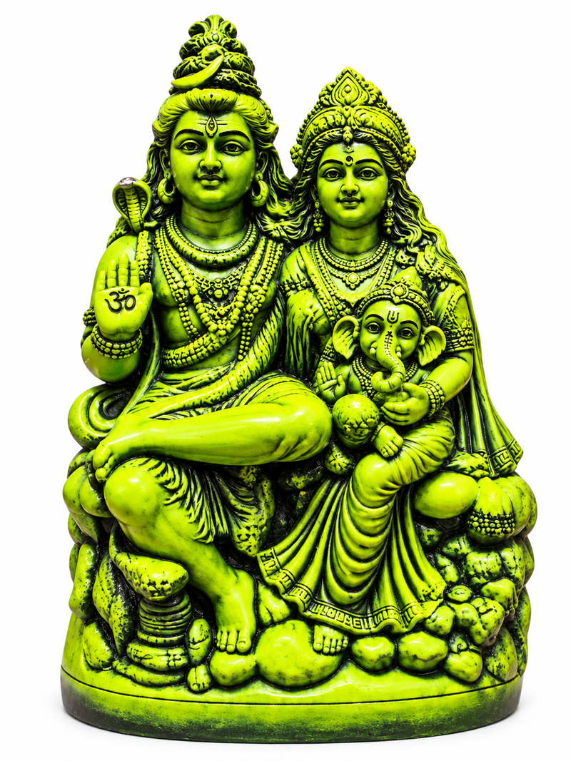 Terracotta Green Shiva Parvathi Family Golu Dolls Set – Handmade Traditional Golu Idol 6 inch