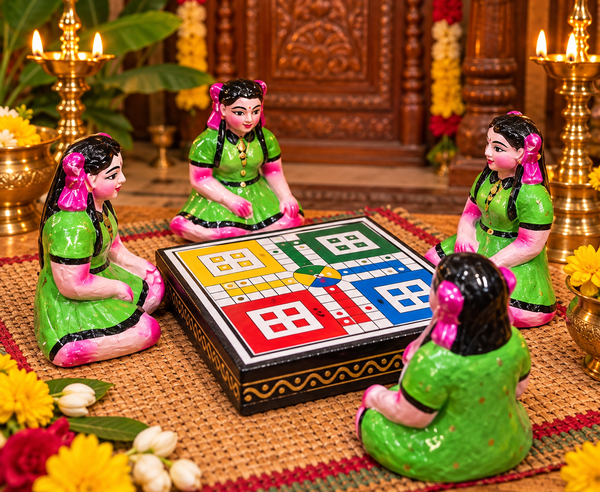 Terracotta Ludo Game Golu Dolls Set – Handmade Traditional Navaratri Golu Collection