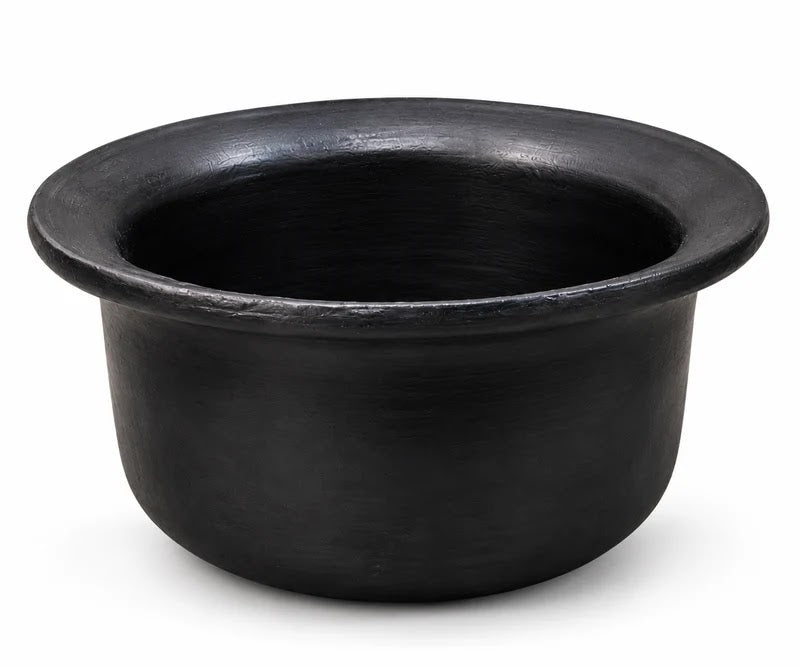 Royal Earthen Black Clay Batter Bowl Handmade Terracotta Idli & Dosa Batter Pot | Traditional South Indian Kitchenware - 2 LITRES