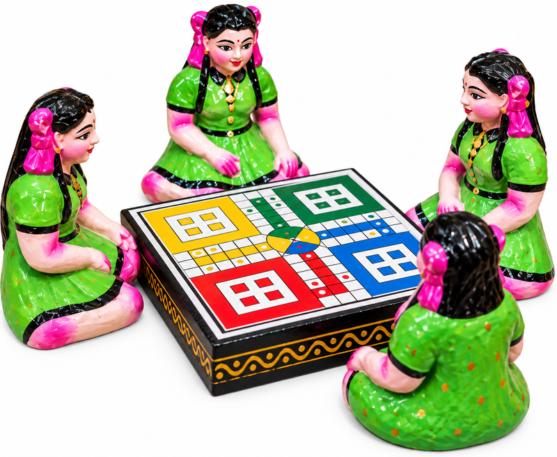 Terracotta Ludo Game Golu Dolls Set – Handmade Traditional Navaratri Golu Collection