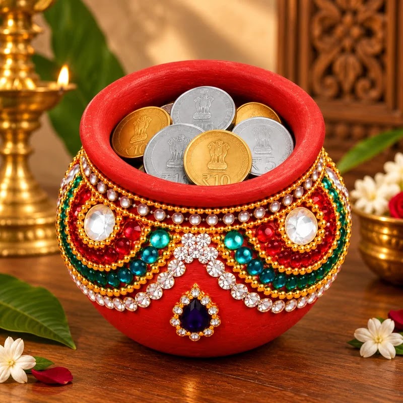 Traditional Decorative Navadhaniyam Terracotta Pot Set