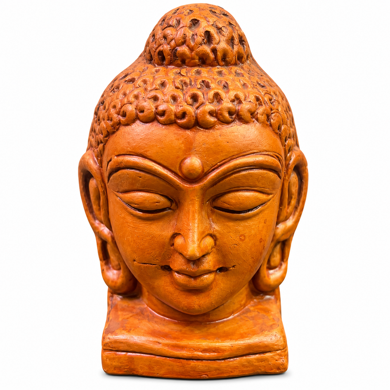 Royal Black & Gold Terracotta Buddha Head Statue | Handcrafted Spiritual Home Décor & Meditation Showpiece[4inch=H*L=4*3] - Terracotta