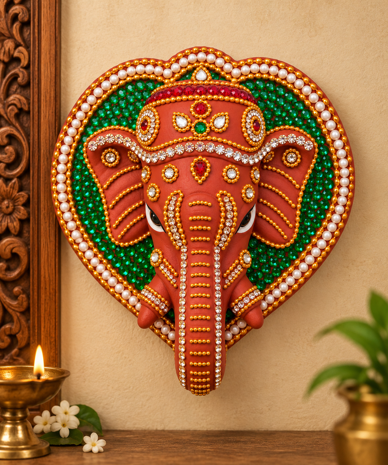 Royal Terracotta Elephant Hanging Planter – Traditional Handmade Stone Work Wall Decor[6INCH=H*L=6*6]