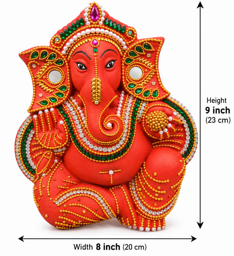 Royal Traditional Terracotta Stone Work Lord Ganesha Wall Hanging – Handcrafted Pooja & Home Décor[9inch=H*L=9*8]