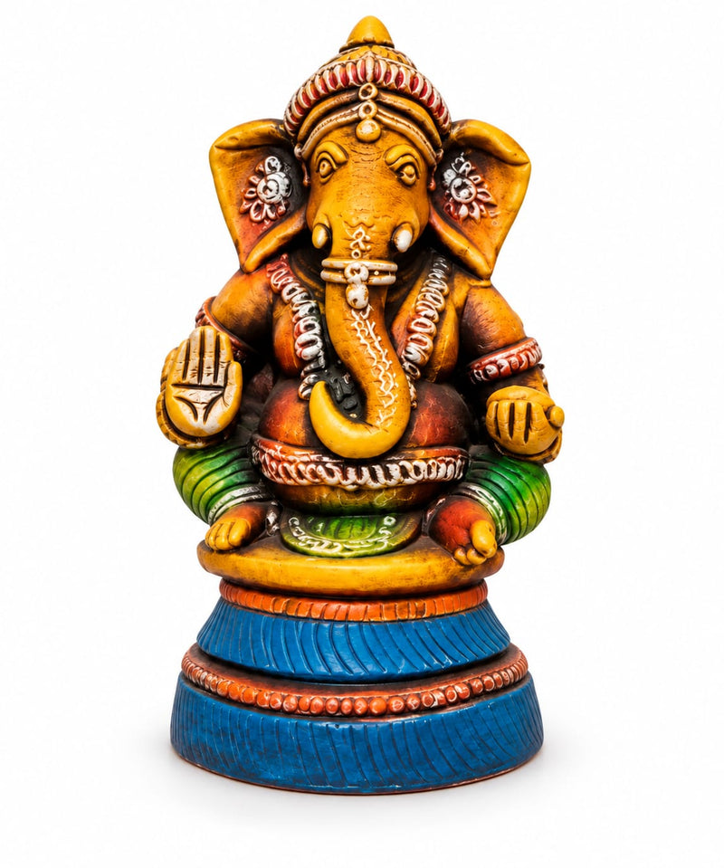 Handmade Multicolor Vinayagar Statue | Royal Ganesha Idol | Traditional Home Decor - 10 INCHES