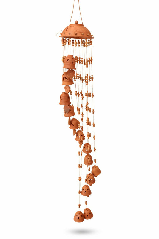 Product Title  Terracotta Hanging Wind Chime with Bells & Beads (11 Bells) | Handcrafted Clay Hanging Decor for Home & Garden