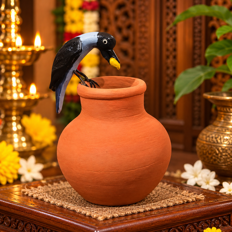 Terracotta Crow Pot – Traditional Handcrafted Bird Decorative Pot - 3 inch
