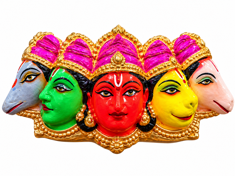 Terracotta Pancha Mugam Golu Doll – Five-Faced Traditional Handmade Golu Idol