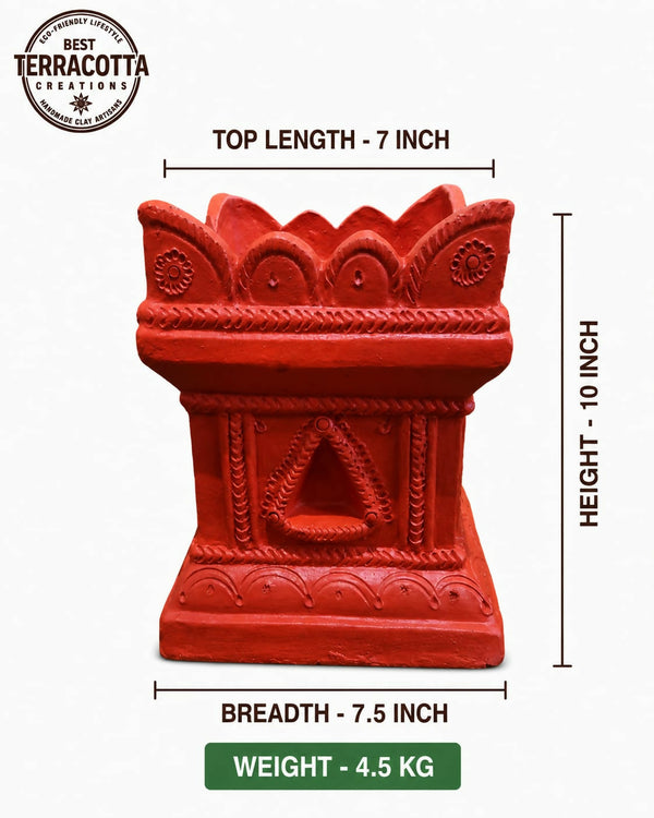Terracotta Gardening Brindavan Tulasi Pot 10 inch with Drainage Hole at Bottom – 10 Inch (Terracotta Color) | Handmade Tulsi Planter for Home & Garden