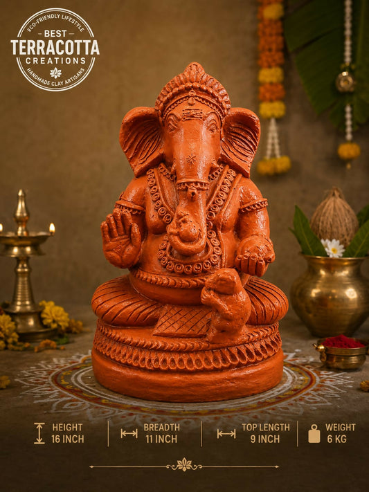 Everyday Pooja Essentials Ganesha. 15nch ( Terracotta color )